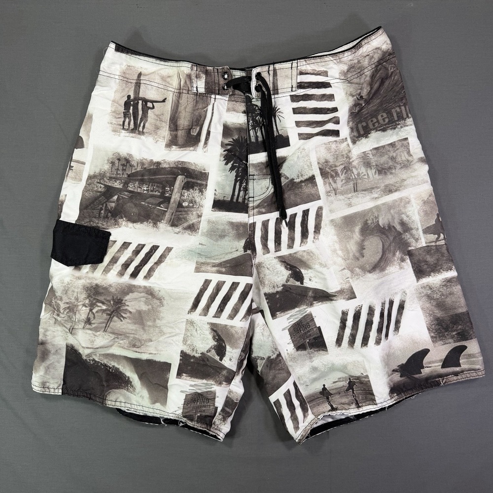 Vintage Y2K AOP Aloha Surfing Board Shorts Size 36 Loose Fit Essentials